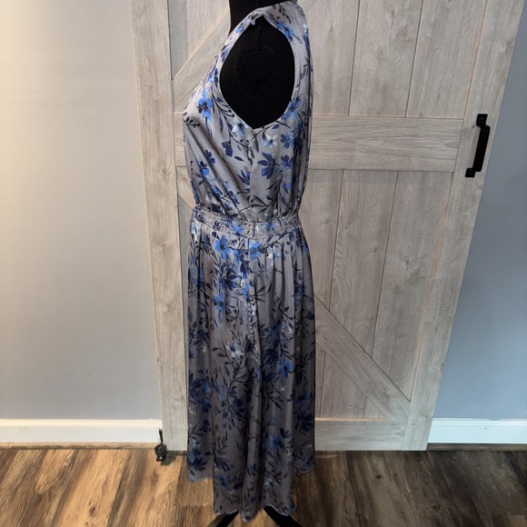 Coldwater Creek Radiant Reflections Dress Bluish Gray Floral Silk Sleeveless 8P - Picture 3 of 10